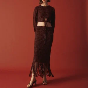 FALDA MIDI CROCHET FLECOS