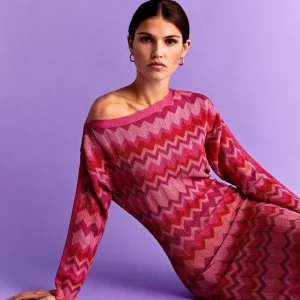 VESTIDO MIDI PUNTO ZIGZAG LUREX