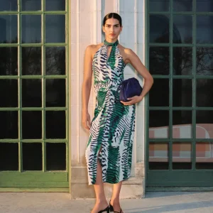 VESTIDO MIDI HALTER DRAPEADO