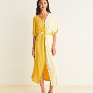 VESTIDO MIDI CUPRO BICOLOR