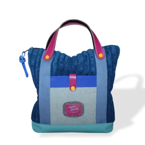 BOLSO MEDIANO BANDOLERA Y MOCHILA - PANA AZUL