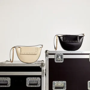 BOLSO PIEL MEDIA LUNA CRISTALES