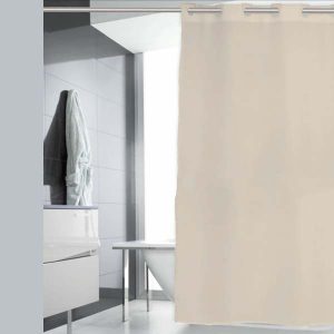 Cortina BAÑO LISA 180×200 cm. Blanca/beig