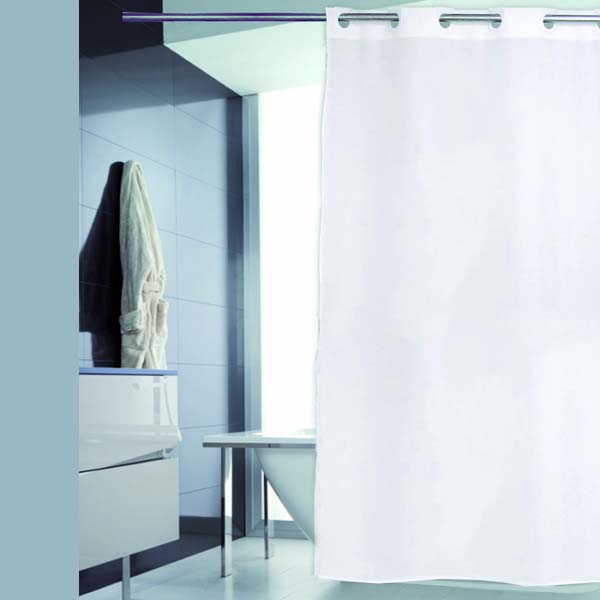 Cortina BAÑO LISA 180×200 cm. Blanca/beig - Imagen 3
