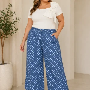 PANTALON PALAZZO DENIM POLKA