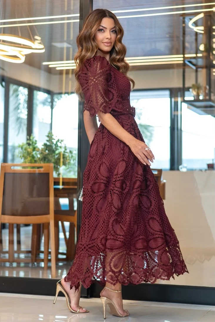Vestido Magnolia Royal Encaje Burgundy - Imagen 5