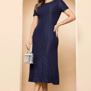 Vestido Alba Texturizado Azul Navy
