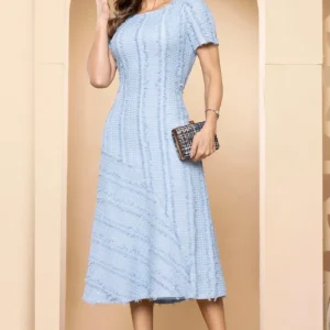 Vestido Alba Texturizado Celeste