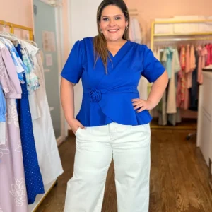Blusa Azul Rey Peplum para Mujer | Blusa Elegante y Femenina en Panamá