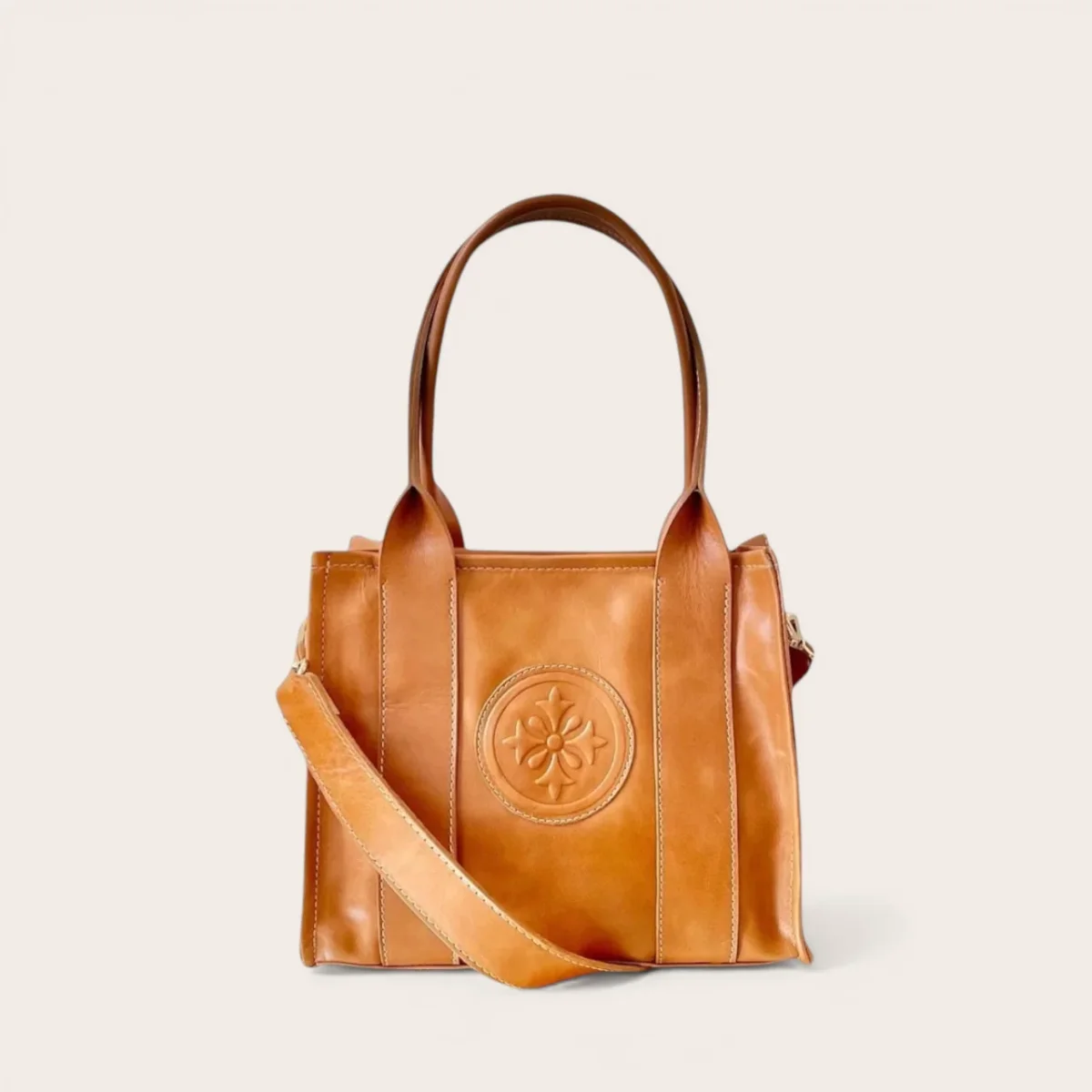 EDHA PETIT — Cartera Tote Pequeña de Cuero Natural - Imagen 6