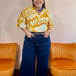 Jean Palazzo Plus Size Panamá - Pantalón Mezclilla Pierna Ancha Tiro Alto Tallas Grandes en Panamá