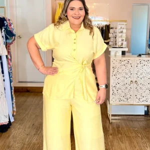 Pantalón Palazzo Plus Size Amarillo para Mujer | Moda Curvy Elegante en Panamá