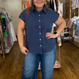 Blusa Plus Size azul para Mujer en Panamá/Camisa Casual Elegante Oversize
