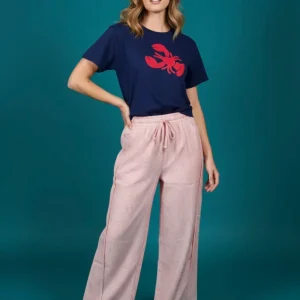 Pantalón lindo de Rayas Rojas para Mujer | Cintura Elástica