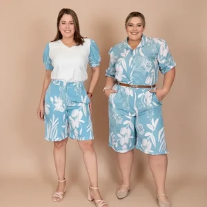 Blusa Blanca con Mangas Abullonadas Verde Petroleo/ Blusa Elegante y fresca para mujer en Panamá