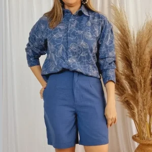 SET PRICILA AZUL BORDADO REGULAR Y PLUS