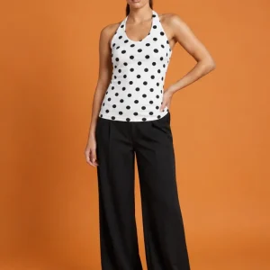 Top Halter de Lunares Negro y Blanco para Mujer/Blusa para Mujer en Panamá