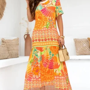 Maxi Vestido Estampado Tropical