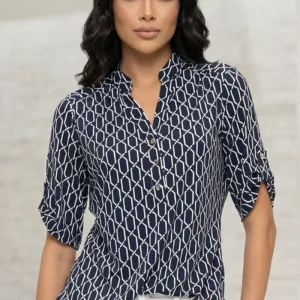 Blusa Estampada Geométrica Navy