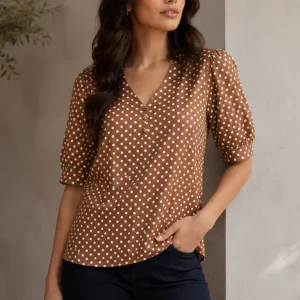 Blusa Moca Polka Dots