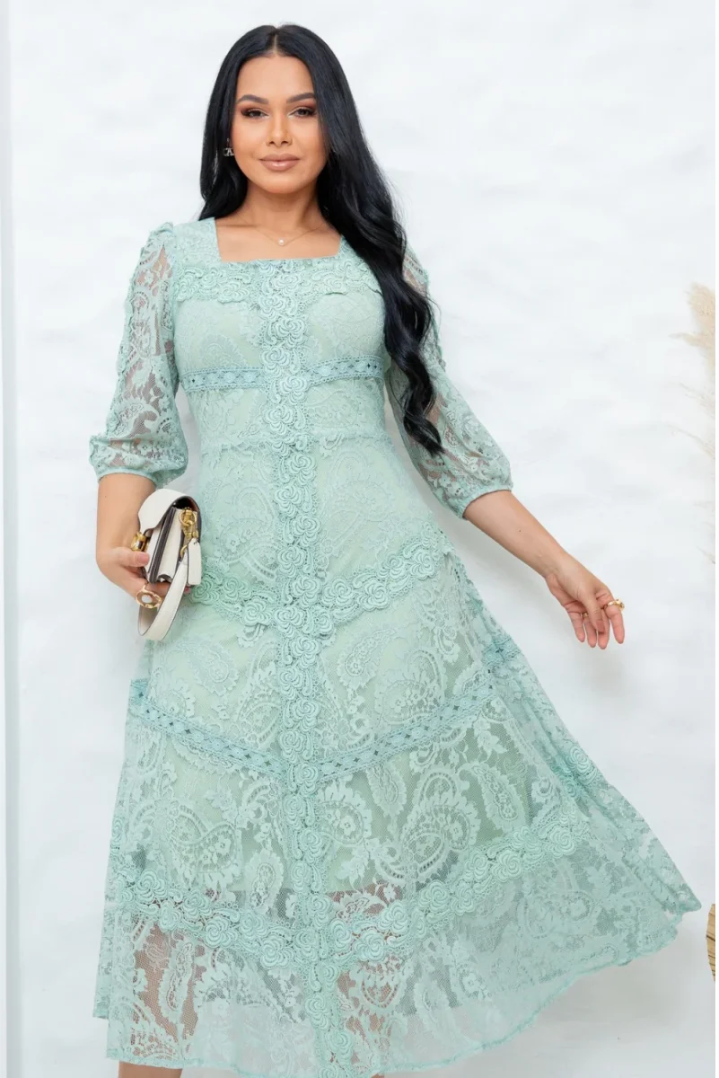 Vestido Laurel Guipur Menta - Imagen 6