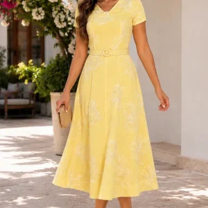 Vestido Bordado Cordoné | Butter Yellow