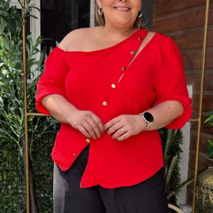 SARISA BLUSA PLUS SIZE ROSA ROJA