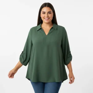 BLUSA PLUS SIZE VERDE OLIVA