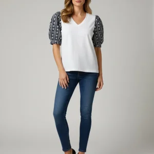 BLUE SEQUIN PUFFY BLOUSE