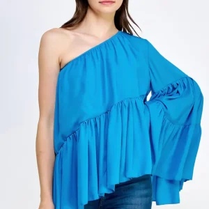 Voluminous BLUE One Shoulder Top