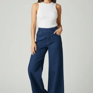 Jeans Wide Leg de Tiro Alto para Mujer Azul Oscuro