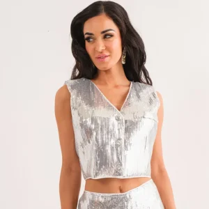 Silver Sequin Vest