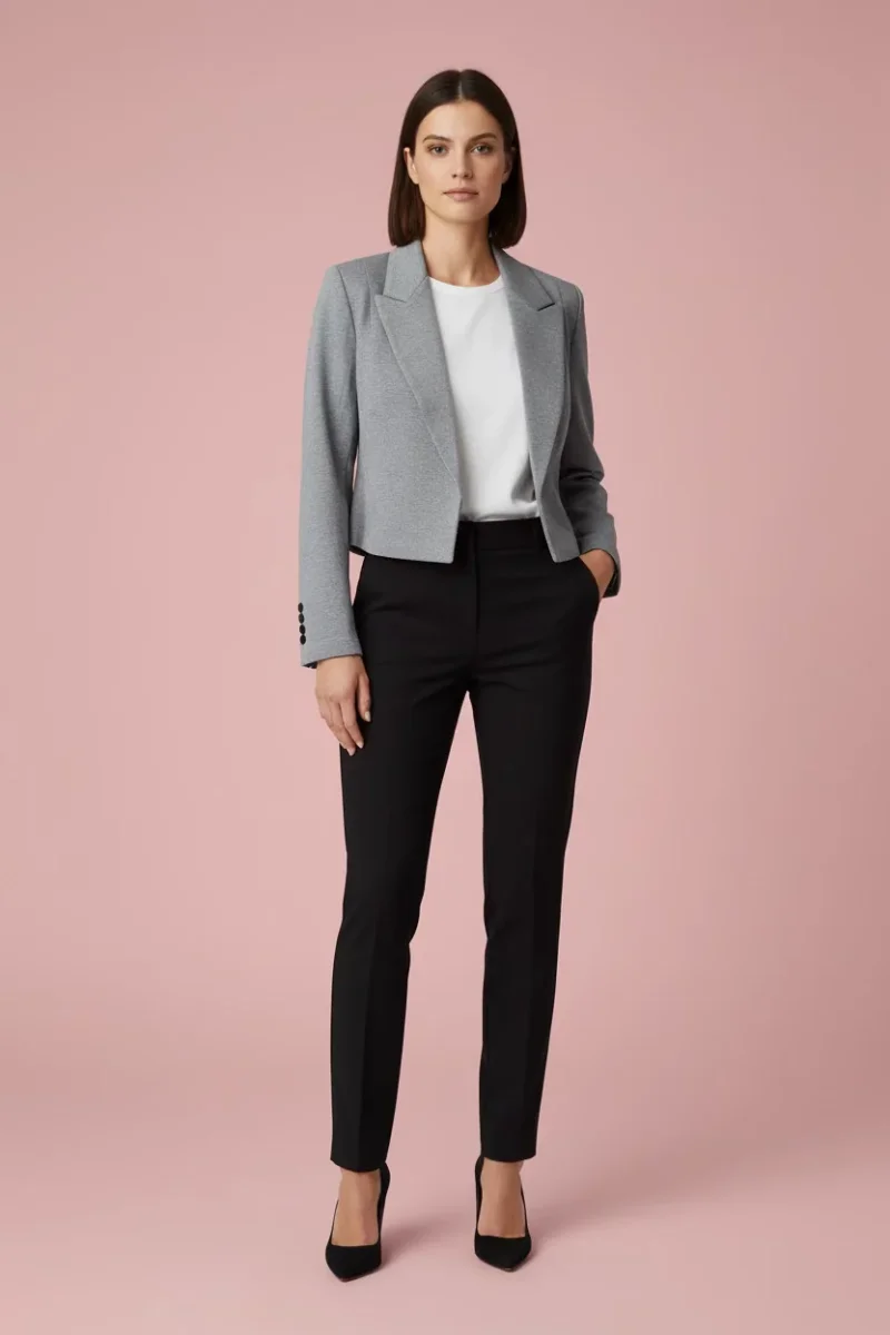 Blazer Gris Corto para Mujer en Panamá | Chaqueta Elegante de Vestir Moderna