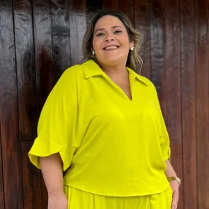 LIME V-NECK BLOUSE