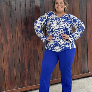 BLUSA PLUS SIZE SARAY AZUL REY