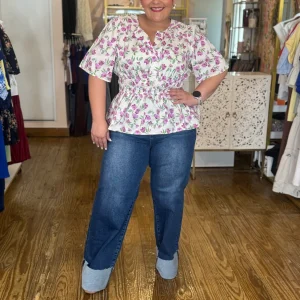 Jeans Plus Size De Pierna Ancha Con Dobladillo