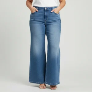 Jeans Mujer Wide Leg Azul Medio Tiro Alto | Pantalón Denim Recto Elegante Panamá