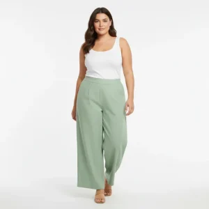 Pantalón Verde para Mujer en panamá/Pantalón Fresco y elegante Tiro Alto