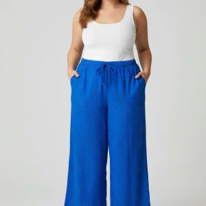 Pantalón Palazzo Plus Size Azul Rey con Brillo/ Pantalón Fresco para Mujer en Panamá