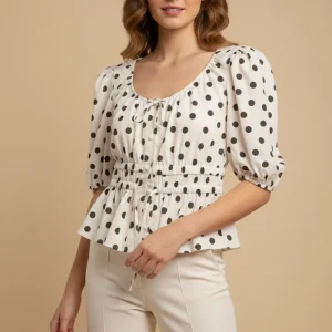 Blusa Peplum Polka Dots/Elegancia Atemporal Ropa para Mujer en Panamá