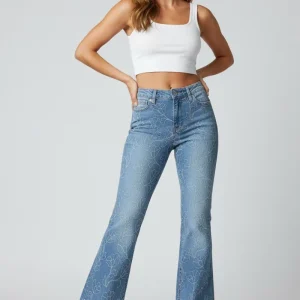 Jeans Bordado Floral para Mujer en Panama / pantalón denim Azul Tiro medio Corte recto / moda femenina en Pamaná