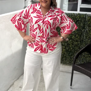 SUMMER RED LEAF BLOUSE