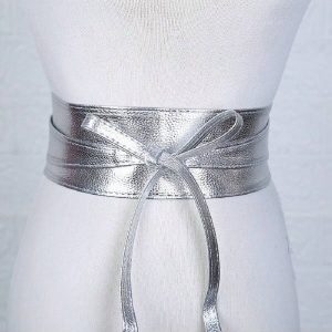 METALLIC SILVER BELT