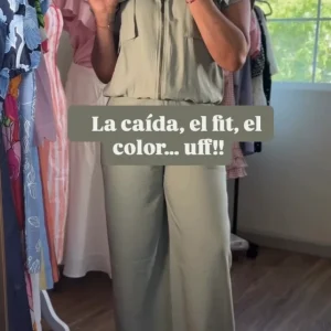 Set Verde Salvia Palazzo para Mujer/Set Casual Elegante en Panamá