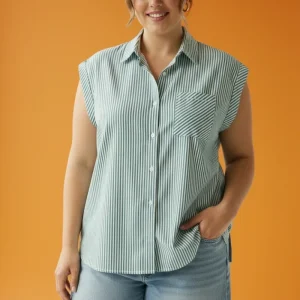 Blusa Plus Size de Rayas Verde y Blanco | Moda Curvy para Mujer en Panamá