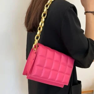 FUCSIA GEOMETRIC SQUARE BAG
