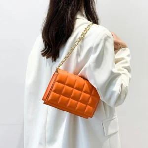 ORANGE GEOMETRIC SQUARE BAG