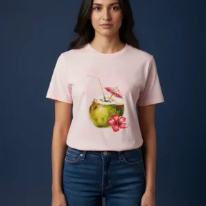 Blusa Tropical Coco Rosa para Mujer Diseño Verano/Moda Playera para Mujer en Panamá