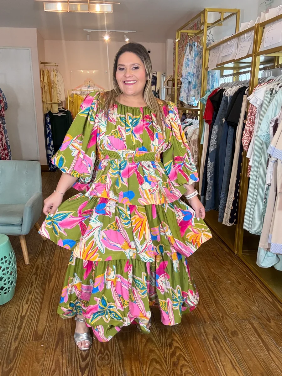 Vestido Plus Size Largo Estampado tropical para Mujer en Panamá/Vestido Curvy Elegante y Fresco