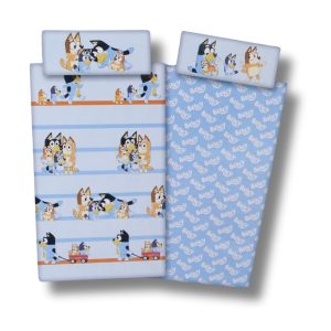 Juego SÁBANAS CORALINAS de BLUEY cama de 90 cm.